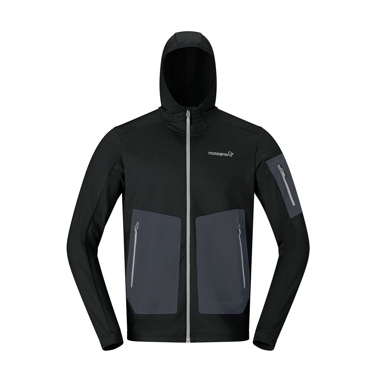 Norrona Falketind Warm2 Stretch Hood Men's in Caviar Black